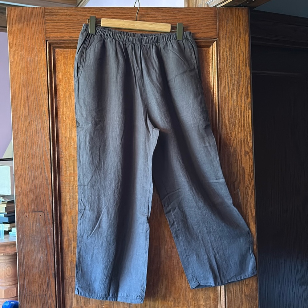 FLAX linen women's gray Wide Leg Pants
